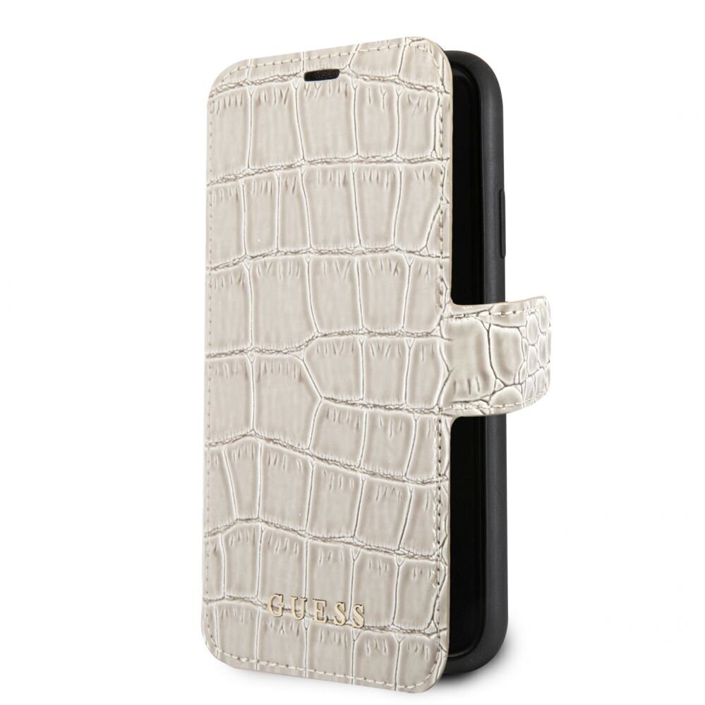 Aizmugurējais vāciņš Guess    Apple    iPhone XR PU Leather Crocodile Print Booktype With Stand    Beige cena un informācija | Telefonu vāciņi, maciņi | 220.lv