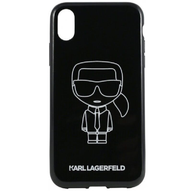 Aizmugurējais vāciņš Karl Lagerfeld       iPhone XR PC/TPU Glitter Ikonik White Outline    Black cena un informācija | Telefonu vāciņi, maciņi | 220.lv