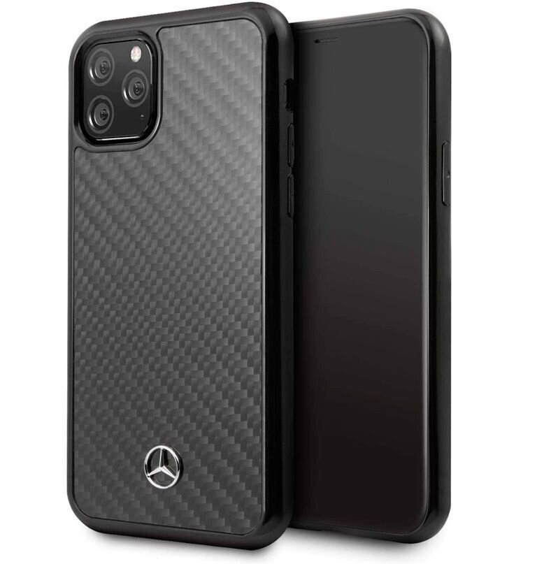 Aizmugurējais vāciņš Mercedes-Benz    Apple    iPhone 11 Pro Max Hard Case Leather Carbon Fiber    Black cena un informācija | Telefonu vāciņi, maciņi | 220.lv