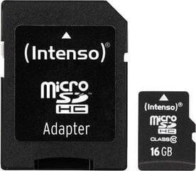 MEMORY MICRO SDHC 16GB C10/W/ADAPTER 3413470 INTENSO cena un informācija | Atmiņas kartes mobilajiem telefoniem | 220.lv