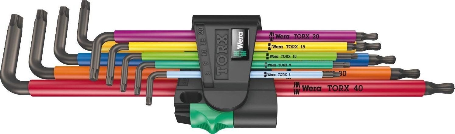 Wera L-key set multicolour XL for TORX screws, long version 967/9 TX XL cena un informācija | Rokas instrumenti | 220.lv