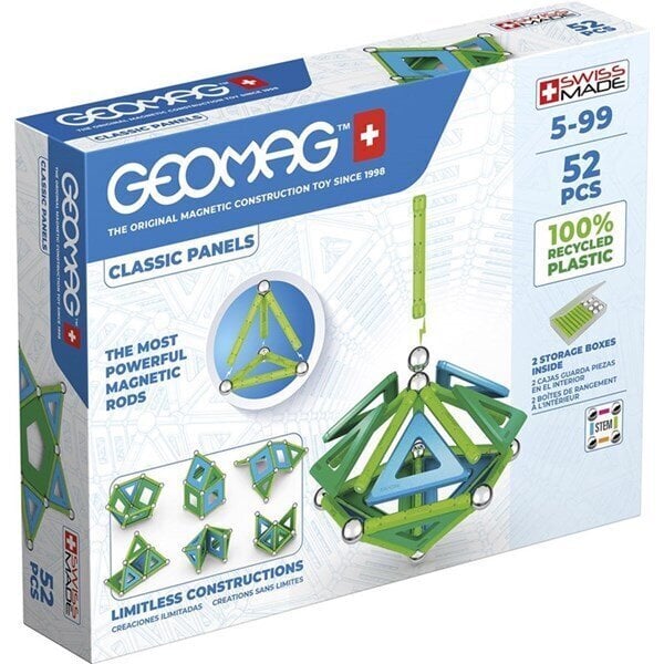 Geomag Classic Panels Green Line 52 magnētiskais konstruktors, 52-elementi цена и информация | Rotaļlietas zēniem | 220.lv