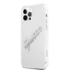 Aizmugurējais vāciņš Guess       iPhone 12/12 Pro Vintage Script case    Transparent cena un informācija | Telefonu vāciņi, maciņi | 220.lv