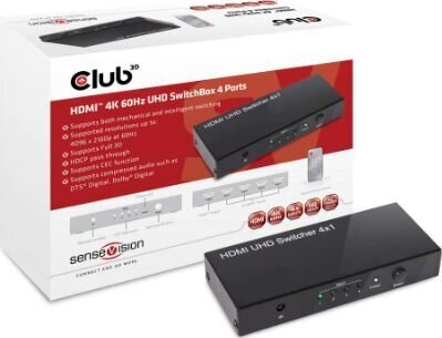 CLUB 3D HDMI 2.0 UHD SwitchBox 4 Ports cena un informācija | Adapteri un USB centrmezgli | 220.lv