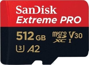 SanDisk Extreme PRO microSDXC 512GB + SD Adapter цена и информация | Карты памяти для телефонов | 220.lv