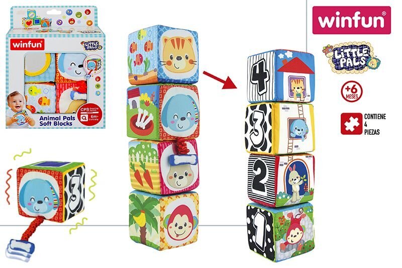 WinFun Baby mīkstie kubi, 6m+ cena un informācija | Rotaļlietas zīdaiņiem | 220.lv