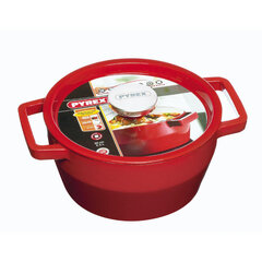 Pyrex apaļš čuguna katls 2,2l/d.20cm, sarkanā krāsā цена и информация | Cковородки | 220.lv