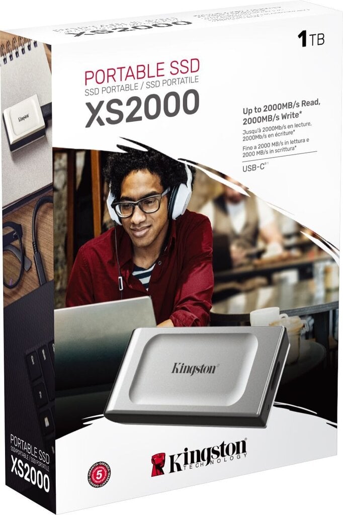 External SSD|KINGSTON|1TB|USB 3.2|Write speed 2000 MBytes/sec|Read speed 2000 MBytes/sec|SXS2000/1000G cena un informācija | Ārējie cietie diski | 220.lv