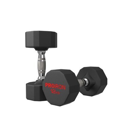 PROIRON PRKRD12K Rubber Dumbbell, 12.00 cena un informācija | Hanteles, svaru stieņi un diski | 220.lv