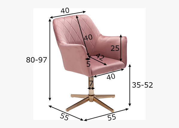 Darba krēsls, rozā krāsā cena un informācija | Biroja krēsli | 220.lv