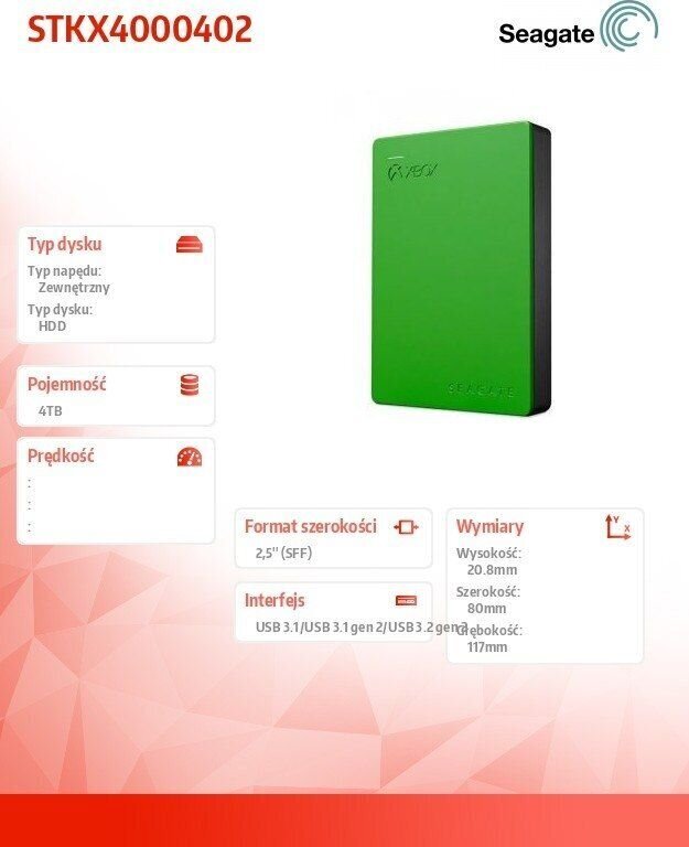 HDD USB3 4TB EXT./BLACK STKX4000402 SEAGATE cena un informācija | Ārējie cietie diski | 220.lv