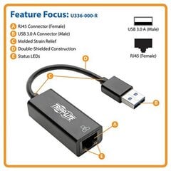 Tripp Lite USB 3.0 to Gigabit Ethernet a cena un informācija | Kabeļi un vadi | 220.lv