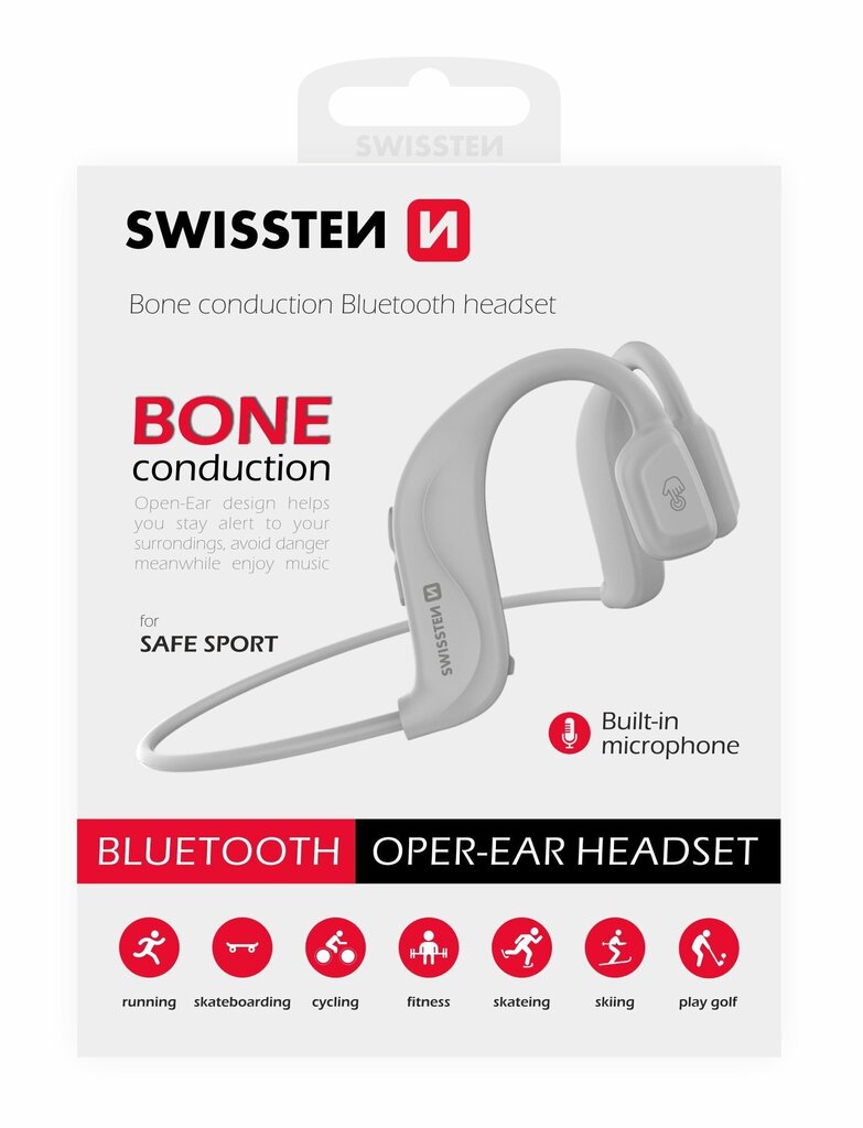 Swissten Bluetooth Bone Conduction Austiņas Baltas cena un informācija | Austiņas | 220.lv