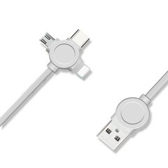 Универсальный кабель RoGer USB 3в1 Micro USB + Lightning, 1 м, белый цена и информация | Кабели для телефонов | 220.lv