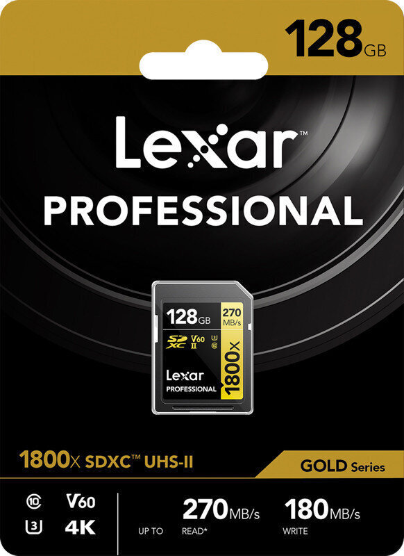 Lexar memory card SDXC 128GB Professional 1800x UHS-II U3 V60 cena un informācija | USB Atmiņas kartes | 220.lv