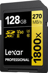 Lexar memory card SDXC 128GB Professional 1800x UHS-II U3 V60 цена и информация | Карты памяти для фотоаппаратов | 220.lv