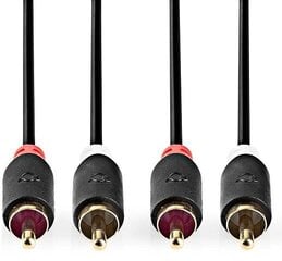 Провод 2x RCA -> 2x RCA Nedis Audio 5 м, черный цена и информация | Кабели и провода | 220.lv