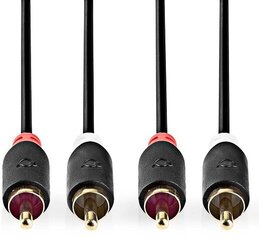 Nedis Aux Audio vads 2x RCA -> 2x RCA 10m Melns цена и информация | Кабели и провода | 220.lv