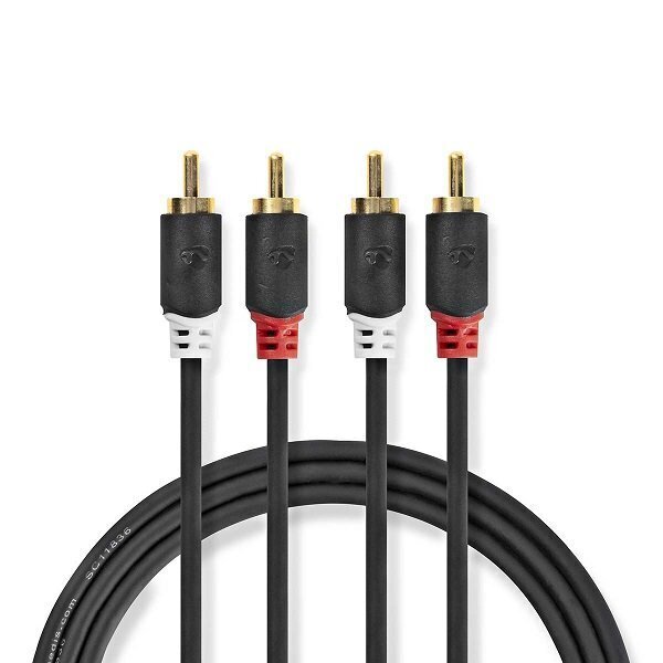 Nedis Aux Audio vads 2x RCA -> 2x RCA 10m Melns цена и информация | Kabeļi un vadi | 220.lv