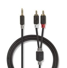 Nedis Aux Audio vads 3.5 mm -> 2x RCA 3m Melns cena un informācija | Savienotājkabeļi | 220.lv