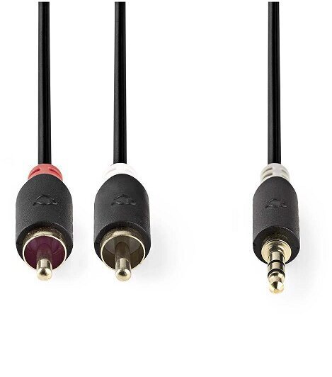 Nedis Aux Audio vads 3.5 mm -> 2x RCA 1m Melns цена и информация | Kabeļi un vadi | 220.lv