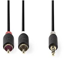 Nedis Audio vads 3.5 mm -> 2x RCA 2m Melns cena un informācija | Kabeļi un vadi | 220.lv