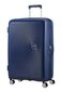 American Tourister liels ceļojumu koferis Soundbox Spinner Expandable 77 cm, zils cena un informācija | Koferi, ceļojumu somas | 220.lv