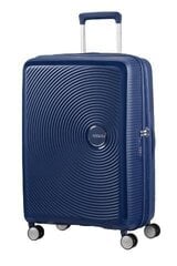 American Tourister vidējā lieluma ceļojumu koferis Soundbox Spinner Expandable 67 cm, zilā krāsā цена и информация | Чемоданы, дорожные сумки | 220.lv