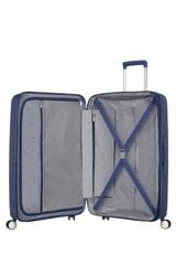 American Tourister vidējā lieluma ceļojumu koferis Soundbox Spinner Expandable 67 cm, zilā krāsā цена и информация | Чемоданы, дорожные сумки | 220.lv
