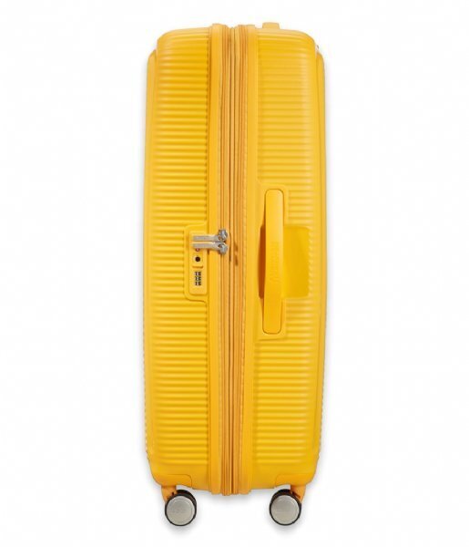 American Tourister lielais ceļojumu koferis Soundbox Spinner Expandable 77 cm, dzeltens цена и информация | Koferi, ceļojumu somas | 220.lv