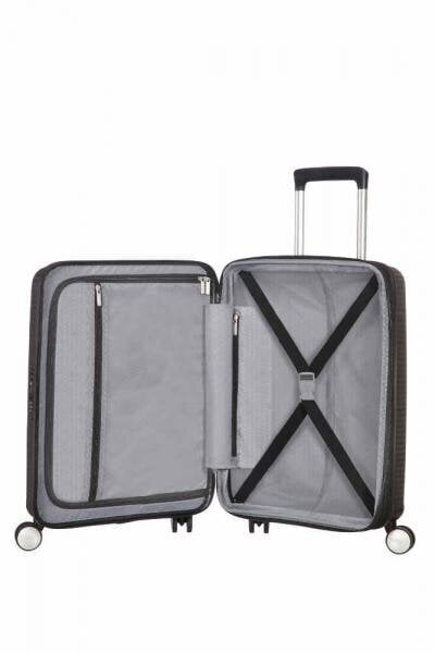 American Tourister vidējā lieluma ceļojumu koferis Soundbox Spinner Expandable 67 cm, melns cena un informācija | Koferi, ceļojumu somas | 220.lv