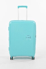 American Tourister vidējā lieluma ceļojumu koferis Soundbox Spinner Expandable 67 cm, gaiši zilā krāsā цена и информация | Чемоданы, дорожные сумки | 220.lv