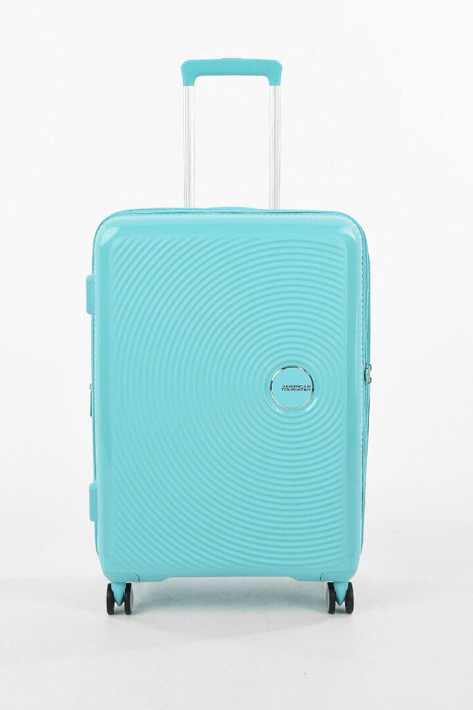 American Tourister vidējā lieluma ceļojumu koferis Soundbox Spinner Expandable 67 cm, gaiši zilā krāsā cena un informācija | Koferi, ceļojumu somas | 220.lv