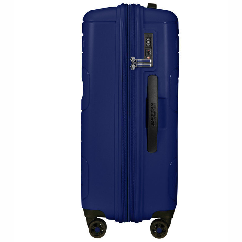 American Tourister vidējā lieluma ceļojumu koferis Sunside Spinner 68 EXP, tumšzilā krāsā cena un informācija | Koferi, ceļojumu somas | 220.lv