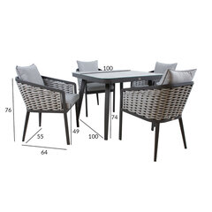 Комплект садовой мебели MARIE стол и 4 стула, серый цена и информация | Комплекты уличной мебели | 220.lv