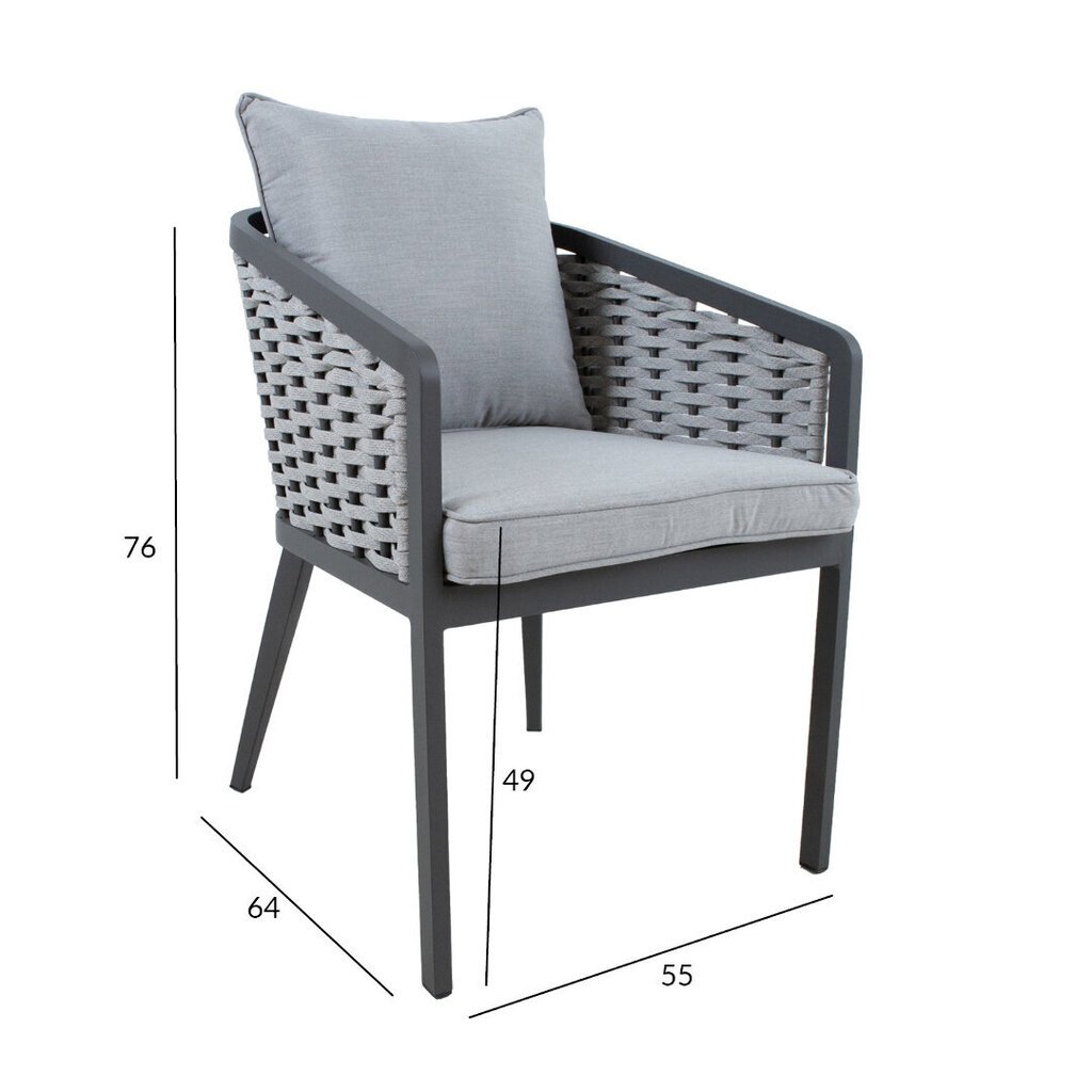 Dārza krēsls MARIE 55x64xH76cm, pelēks cena un informācija | Dārza krēsli | 220.lv
