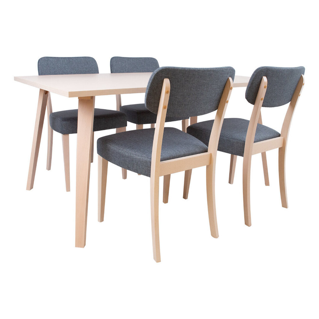 Ēdamistabas komplekts ADORA galds un 4 krēsli, gaišs dižskābardis cena un informācija | Ēdamistabas komplekti | 220.lv