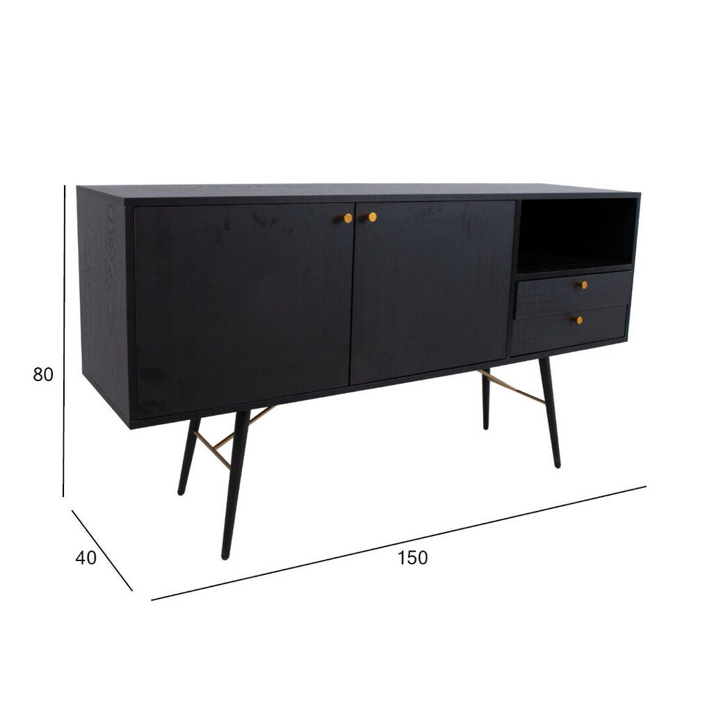 Kumode LUXEMBOURG 150x40xH80cm, melns / varš cena un informācija | Kumodes | 220.lv