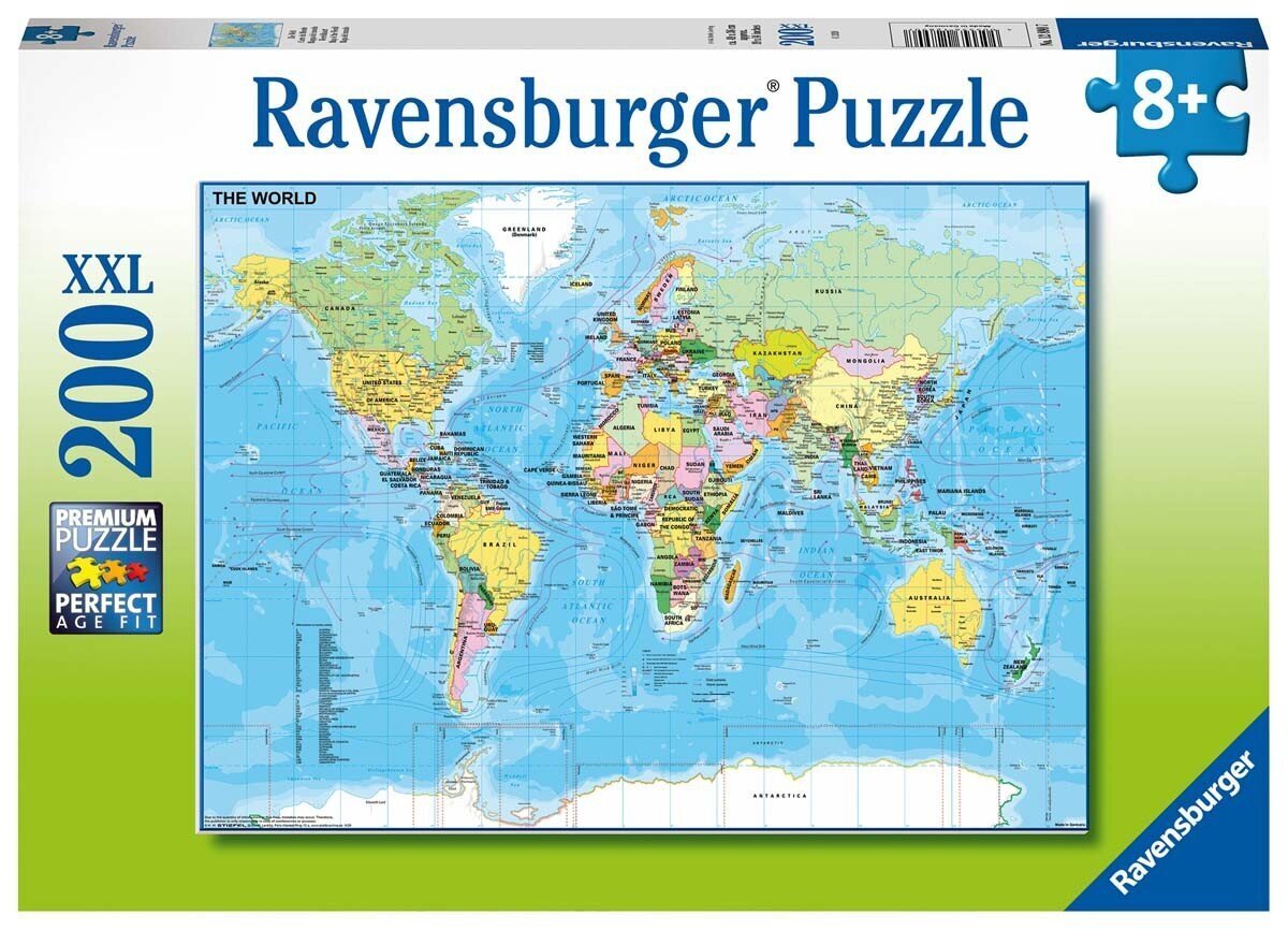 Ravensburger puzle 200 gab. Pasaules karte cena un informācija | Puzles, 3D puzles | 220.lv