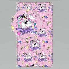 Palags ar gumiju Minnie Unicorn, 90 x 200 + 25 cm cena un informācija | Palagi | 220.lv