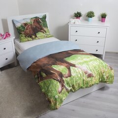 Gultas veļas komplekts Horse 140 x 200 cm + spilvendrāna 70 x 90 cm цена и информация | Детское постельное бельё | 220.lv