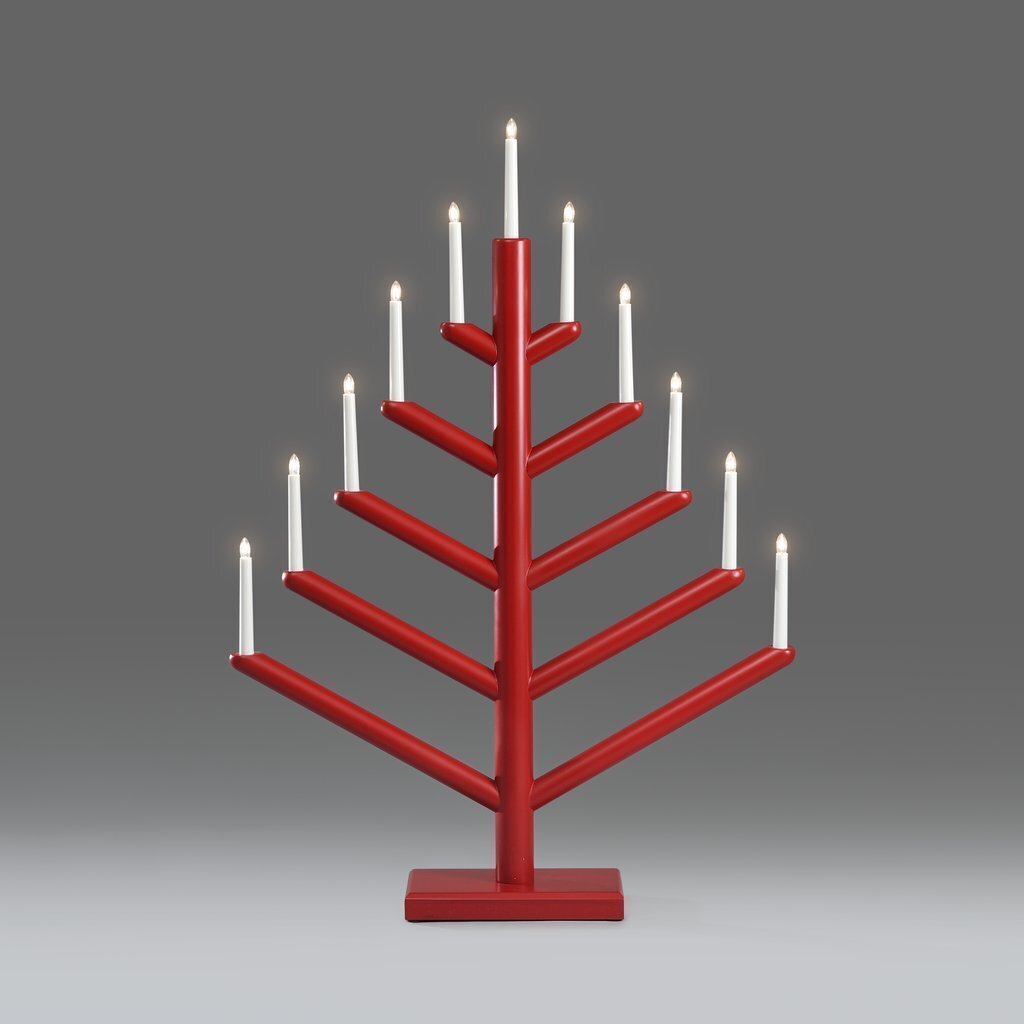 Adventes svece, sarkana, 11 spuldzes cena un informācija | Ziemassvētku dekorācijas | 220.lv