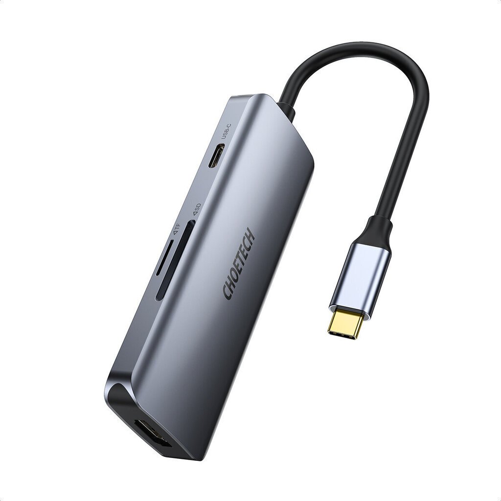 Adapteris Choetech HUB-M19 USB-C 7W1 4K PD 100W, pelēks цена и информация | Adapteri un USB centrmezgli | 220.lv