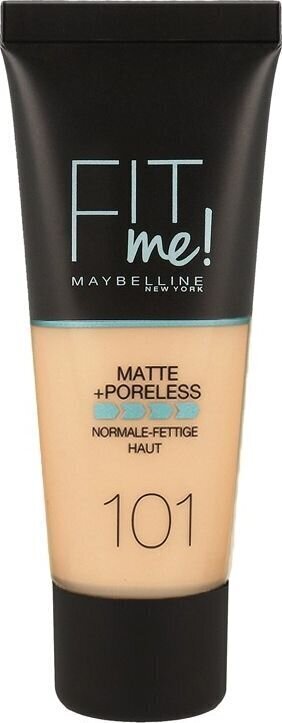 Grima pamats Maybelline Fit Me Matte&Poreless 101 True Ivory, 30 ml cena un informācija | Grima bāzes, tonālie krēmi, pūderi | 220.lv