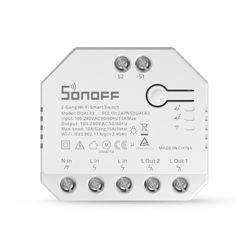 Sonoff WiFi viedais slēdzis, Dual R3 cena un informācija | Elektrības slēdži, rozetes | 220.lv
