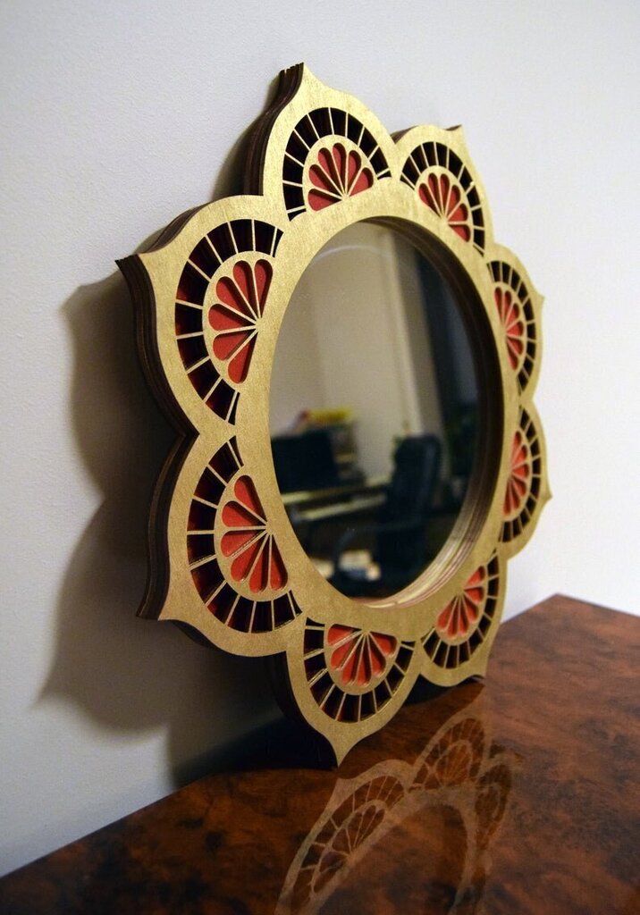 Koka piekaramais spogulis - mandala, 36x36 cena un informācija | Spoguļi | 220.lv