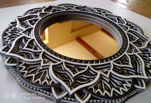 Koka piekaramais spogulis - mandala, 45X45 цена и информация | Зеркальца | 220.lv