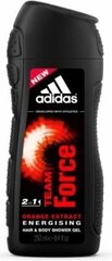 Adidas Team Force Shower Gel Body Hair Face - 3 in 1 shower gel for men 250ml цена и информация | Adidas Косметика для тела | 220.lv