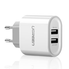 Сетевое зарядное устройство Ugreen 2x USB 3.4 A, белое (CD104 20384) цена и информация | Зарядные устройства для телефонов | 220.lv