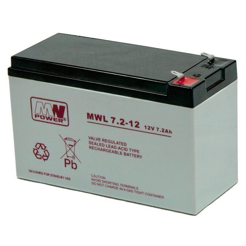 MWPower akumulators MWL 12V 7.2Ah F1(187) AGM, 10-12 gadi cena un informācija | Baterijas | 220.lv